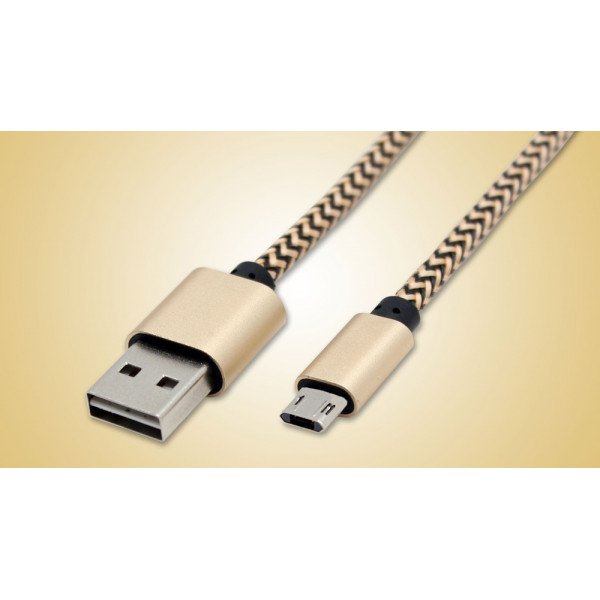 Wholesale Micro 2A USB V8V9 Heavy Duty Braided Cable 3FT (Champagne Gold)